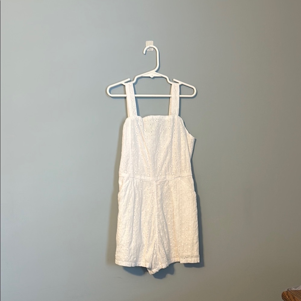 Kids White Cotton Eyelet Romper